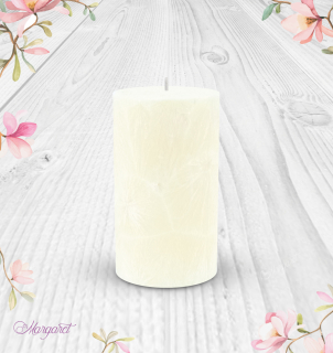 Svíčka Válec 1 (12 cm) – Bílá / Svěží bavlna / Květinka